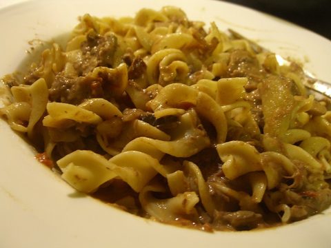 Representative photograph of Beef Stroganoff. The photograph includes pasta not included in this draft.