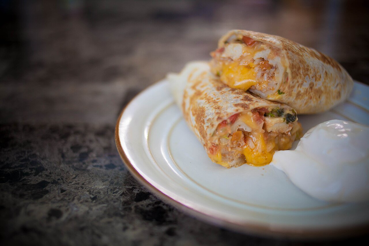 Representative photograph of chicken burrito