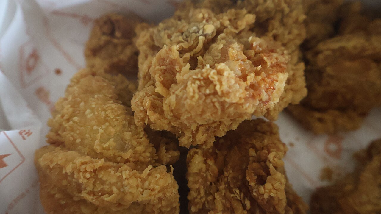 Representative photograph of Korean Fried Chicken. The photograph shows fried chicken before the sticky gochujang glaze used in this draft.