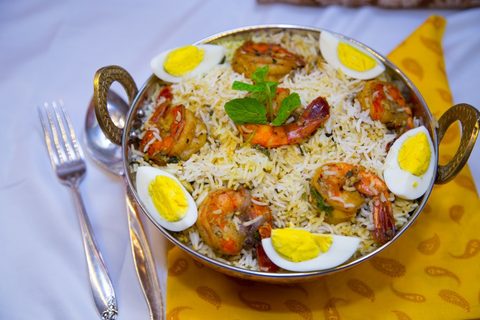 Representative photograph of prawn biryani
