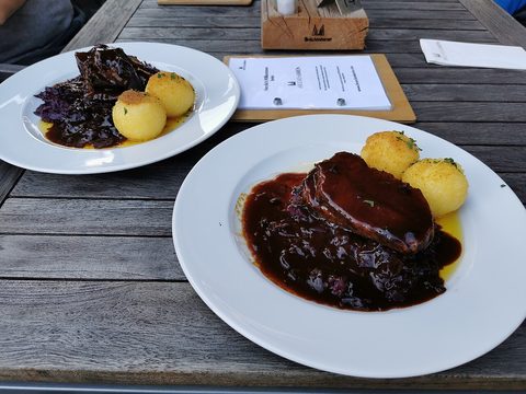 Representative photograph of Sauerbraten. The photograph includes dumplings and other accompaniments not included in this draft.