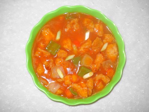 Representative photograph of sweet and sour chicken